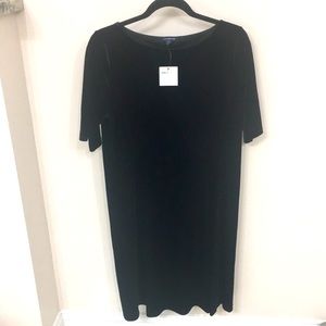 Lands’ End elbow sleeve velvet dress, size Petite Large (14-16), crew neck